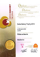 Mdaille d'Or du Swiss Bakery Trophy 2014 pour nos fltes au beurre