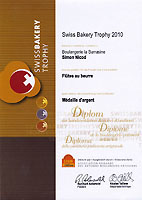 Mdaille d'argent du Swiss Bakery Trophy 2010 pour nos fltes au beurre