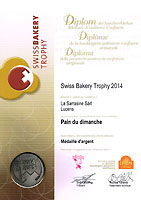 Mdaille d'argent du Swiss Bakery Trophy 2014 pour notre Pain du dimanche