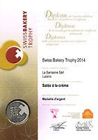 Mdaille d'argent du Swiss Bakery Trophy 2014 pour nos Sales  la crme