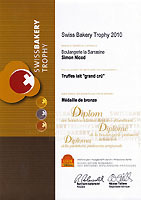 Mdaille de bronze du Swiss Bakery Trophy 2010 pour nos truffes lait "Grand cr"